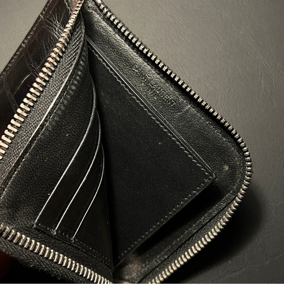 Saint Laurent Black Crocodile-Embossed Card Holder - Picture 3 of 4